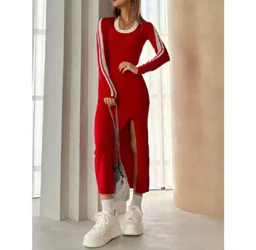 완판템 GYDA 시스루 라인 니트 원피스