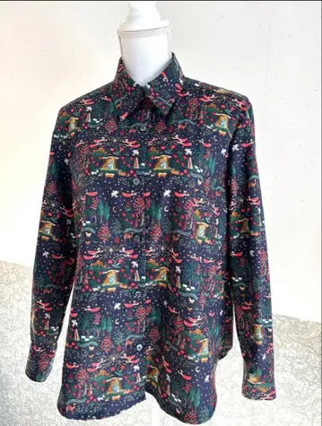 한정판 1벌 | 크리스마스 패턴 와이셔츠 (네이비)