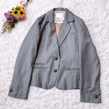 [레트로걸] 테일러드 자켓 레이스 출퇴근 오피스 그레이 M