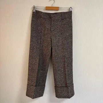 구제 의류 언타이틀 UNTITLED 브라운 트위드 크롭 팬츠 7부 기장