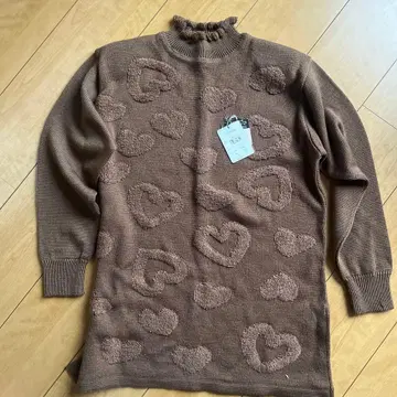 CE SOIR 하트 무늬 브라운 니트 M 택 포함 새상품*(^o^)/*