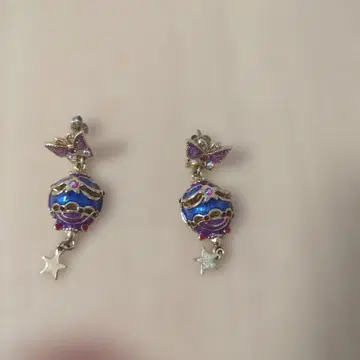 ANNA SUI 파란 에나멜 볼 가면풍과 별 귀걸이