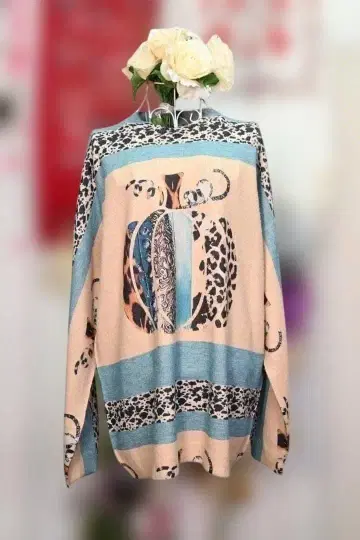 새상품 추가 OFF 루즈핏 개성파 호박 패턴 니트탑 9108