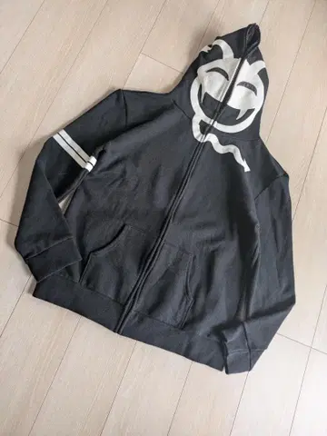 [ 데빌 얼굴 디자인 ] 속기모 집업 후드티 블랙 L 상당