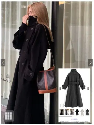 GRL 옷깃 3Way 벨트 포함 페이크 울 트렌치코트 [ze783]