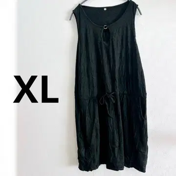 [ XL ] 블랙 슬리브리스 롱 원피스