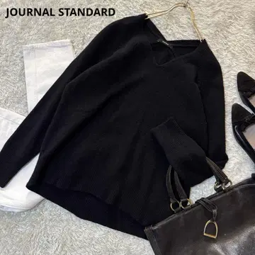 JOURNAL STANDARD 캐시미어 혼방 울 V넥 니트 블랙 프리