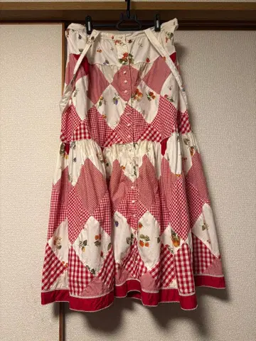 핑크하우스 후르츠 패턴 개더 스커트