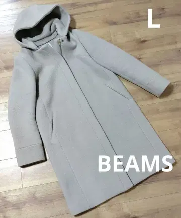 [ 화요일까지 특가! ] BEAMS 후드 부착 베이지 롱 코트
