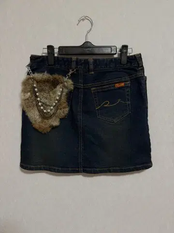 y2k 데님 미니 스커트 다크 블루 퍼 포함