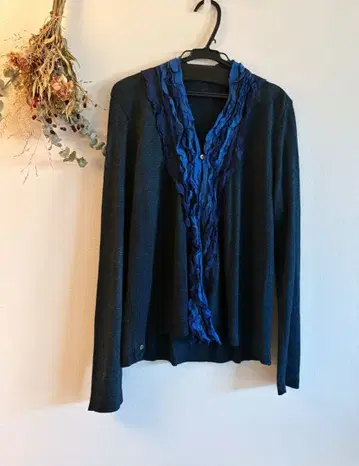 45R 세시풍속 오리히메 카사네 카슈쿨 인디고 프릴 가디건