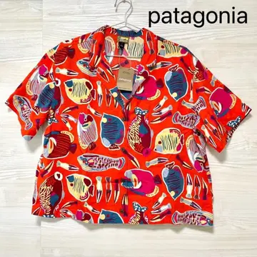 파타고니아 셔츠 L 타이달 스레즈 오렌지 알로하 셔츠 올 패턴