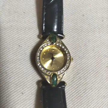 생전 정리 쿼츠 손목시계 멜레 다이아와 수정 골드 컬러 다이얼 스톤 장식