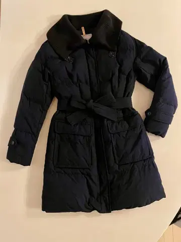 PLST 플라스테 다운 코트 리브 옷깃 리브 소매 네이비 사이즈 2