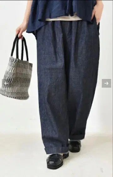 No.18 다크 데님 이지 와이드 볼 팬츠 오하코