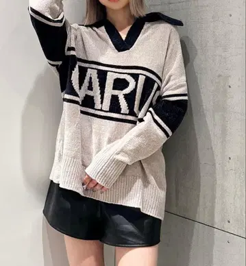 GYDA 폴로 벨로아 니트탑 베이지