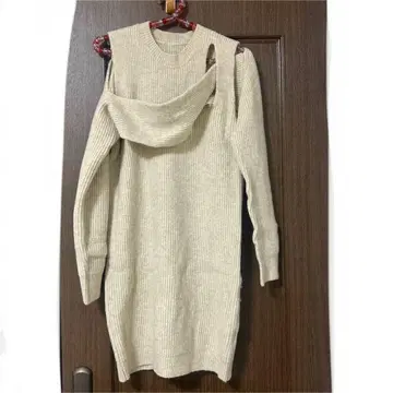 컨디션 최상 니트 원피스 미니 엘르 elnique 데이트 베이지