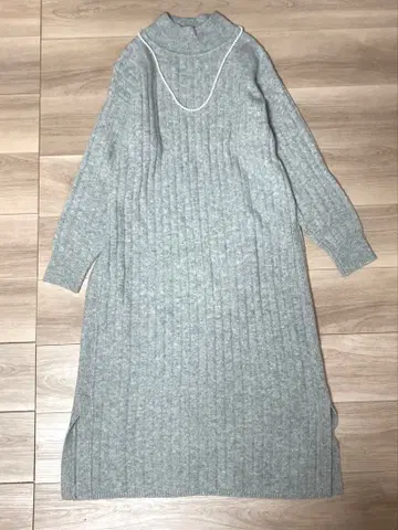 새상품급 언타이틀 와이드 리브 모크넥 원피스 그레이 2