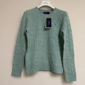 미사용 택 포함 랄프 로렌 울 케이블 니트 그린 S 사이즈