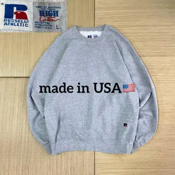 90s USA제 러셀 하이 코튼 무지 그레이 맨투맨 L