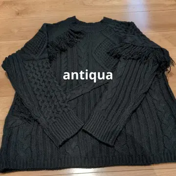 antiqua 니트 블랙 프린지