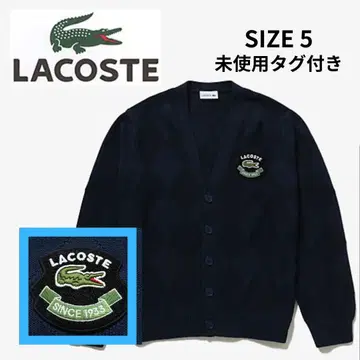 미사용품 라코스테 토널 아가일 무늬 V넥 코튼 니트 가디건