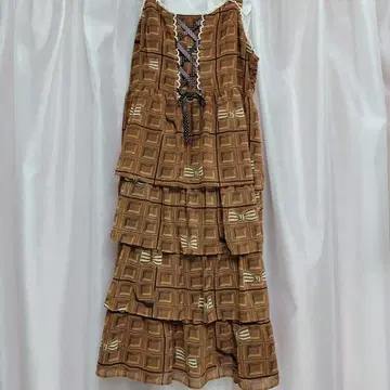 초코 & 리본 티어드 슬리브리스 원피스