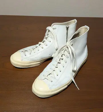 AKM 화이트 가죽 하이컷 스니커즈 사이드 지퍼 XL