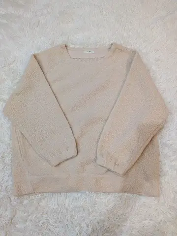 studio CLIP 베이지 플리스 긴팔 스웨터 여성용