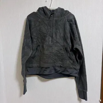 새상품급 다크 그레이 플리스 하프 지퍼 후드티 [ S ]