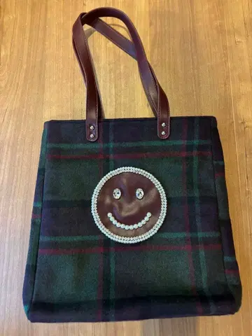 ECODECO 에코데코 별주 체크 스마일 토트백