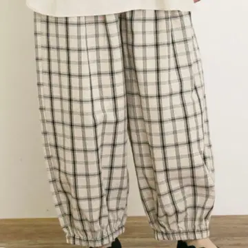 사만사 모스모스 면린넨 평직 허리 절개 개더 벌룬 팬츠 M 사이즈