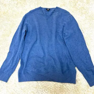 UNIQLO 유니클로 블루 캐시미어100 V넥 XL 사이즈