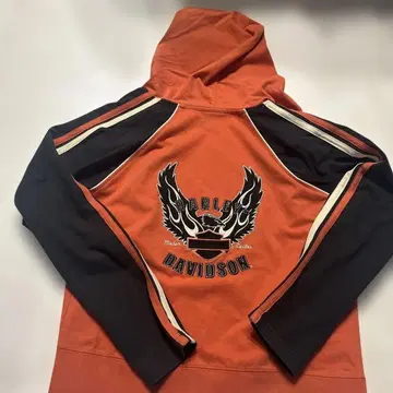 Harley Davidson 후드 부착 후드티 L 사이즈 오렌지/블랙