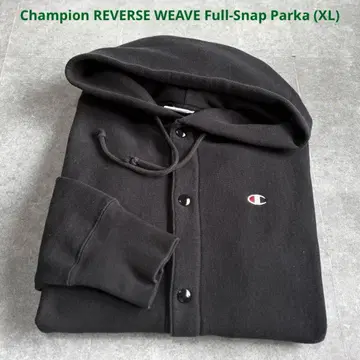 [컨디션 최상] 챔피온 리버스 위브 풀스냅 후드티 XL 블랙