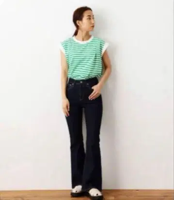 로데오 크라운 와이드 헴 데님 청바지 플레어 데님