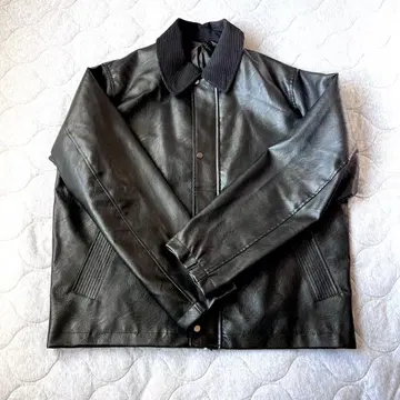 워크맨 [구하기 어려움] 신세틱 가죽 카 코트 블랙