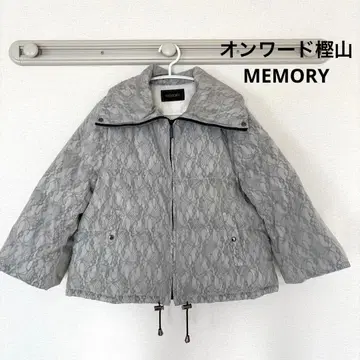 새상품급 온워드 카시야마 MEMORY 그레이 레이스 무늬 다운 자켓