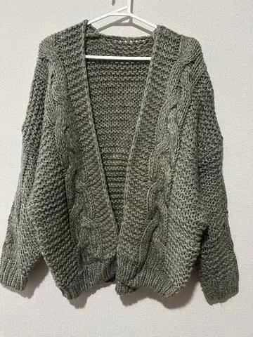 그레이 케이블 짜임 가디건 카키 여성용 볼레로