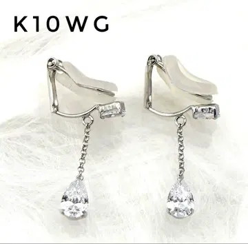 [럭셔리] 고급 K10WG 색석 귀찌 흔들림 고급스러움 화이트 골드