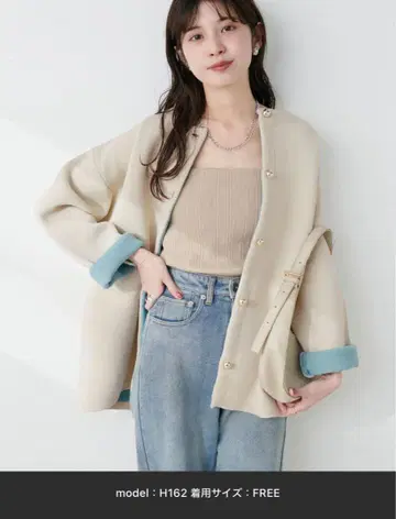 [미사용품] natural couture 배색 플레이팅 폴리 니트 가디건