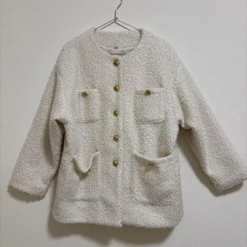 coca 푸들 금장 버튼 노카라 코트