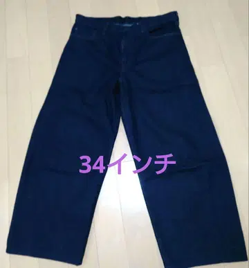 다크 블루 와이드 레그 데님 34인치