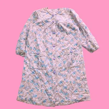 꽃무늬 롱 코트 면 원피스 레트로 귀여운 구제 의류 플라워