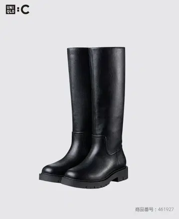 UNIQLO:C 네이비 필 터치 롱 부츠 블랙 26.0cm