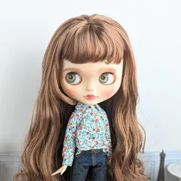 1521 단품 빨강과 파랑 꽃무늬 셔츠 브라이스 아웃핏 1/6 인형 의류