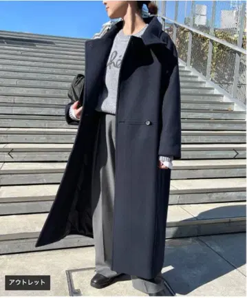 slobe IENA 네이비 롱 코트 울 혼방