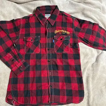 Ted Company 레드 블랙 체크 플란넬 셔츠 M 테드맨