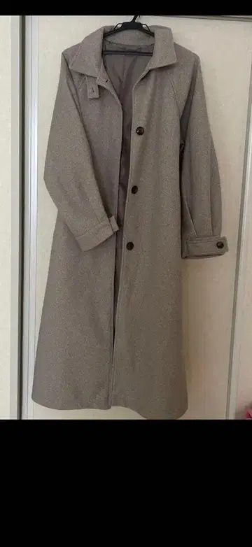 그레이 롱 코트 허리 리본 포함