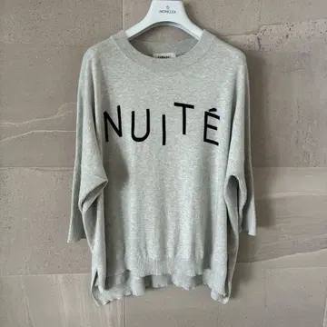 [ 새상품급 ] tumugu 돌먼 슬리브 코튼 니트 로고 그레이 프리